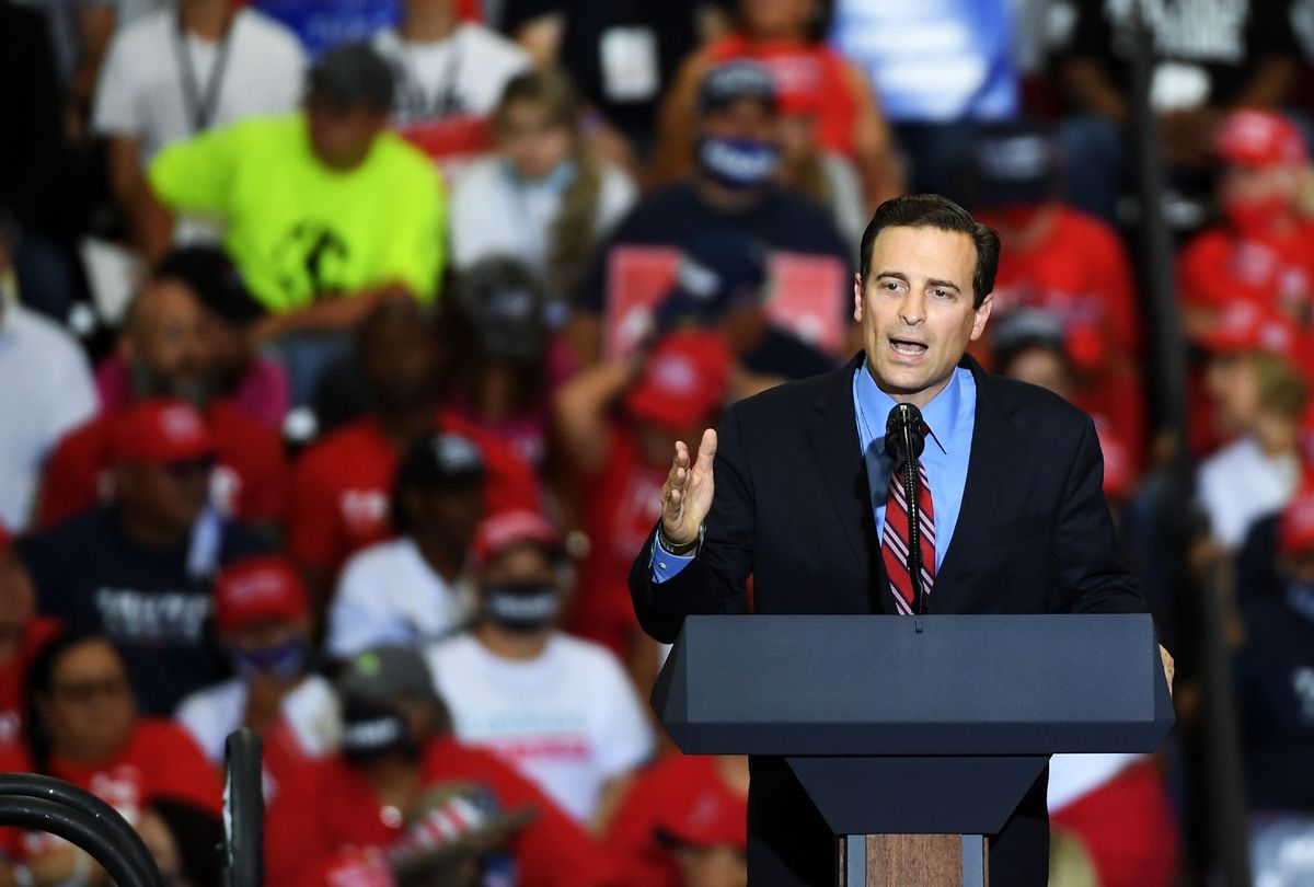 Donald Trump Nevada campaign co-chairman and former Nevada Attorney General Adam Laxalt speaks at a campaign event for U.S. President Donald Trump at Xtreme Manufacturing on September 13, 2020 in Henderson, Nevada. (Ethan Miller/Getty Images)