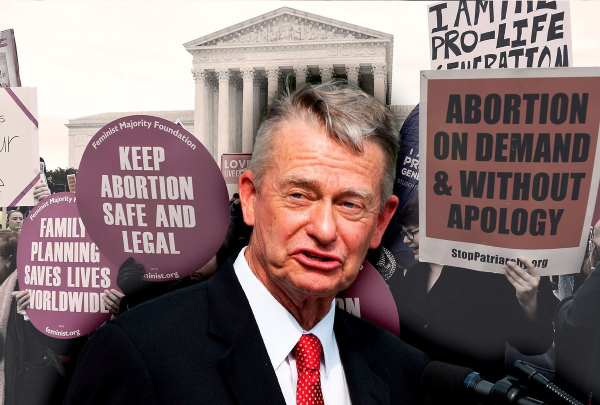 Governor Brad Little (R-ID) | Pro-choice demonstrators in front of the the US Supreme Court (Photo illustration by Salon/Getty Images)