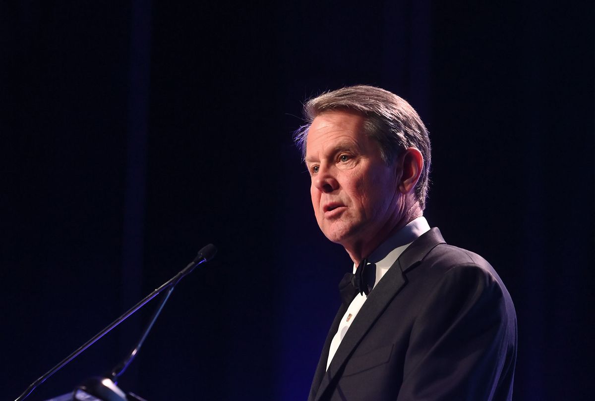 Georgia Governor Brian P. Kemp speaks during the Ambassador Andrew Young's 90th Birthday Celebration at Georgia World Congress Center on March 12, 2022 in Atlanta, Georgia. (Paras Griffin/Getty Images)