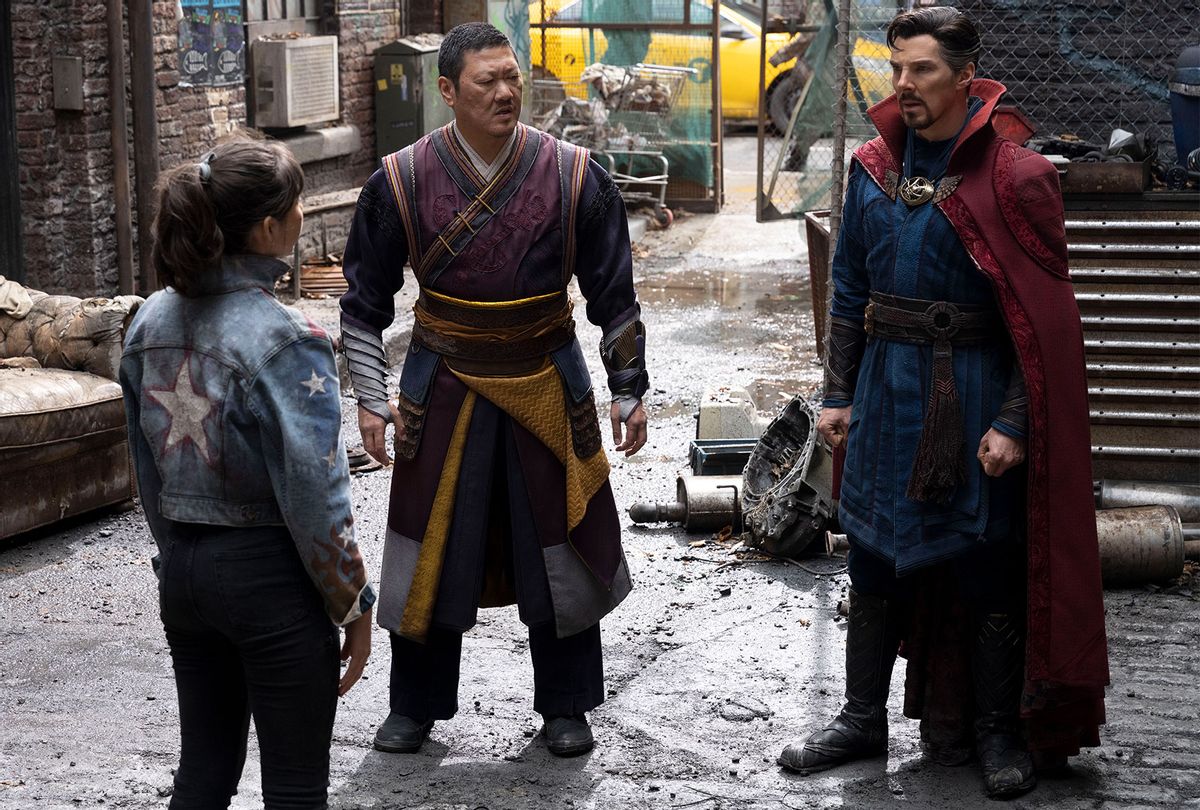 Xochitl Gomez, Benedict Wong and Benedict Cumberbatch in "Doctor Strange in the Multiverses of Madness" (Marvel Studios)
