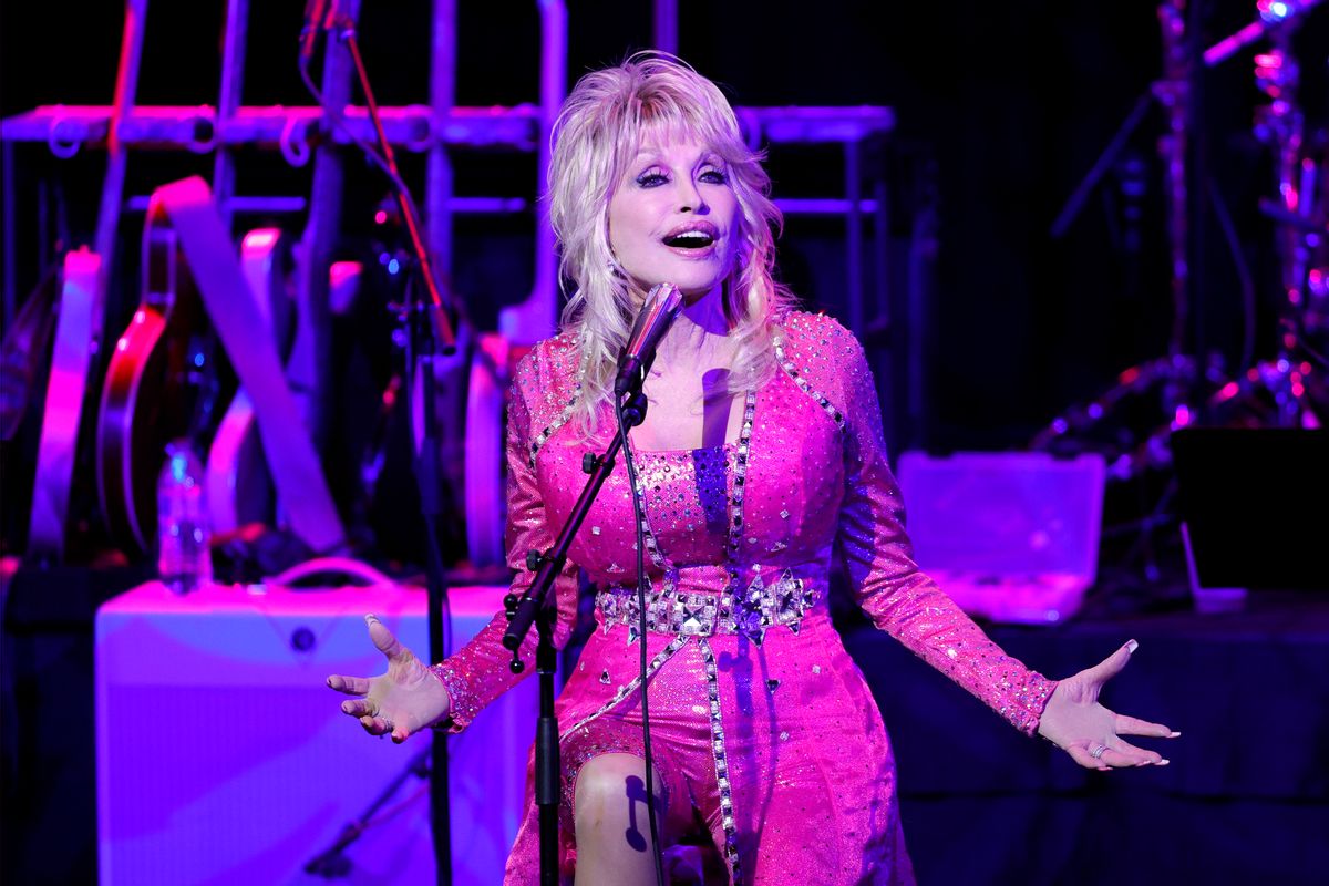 Dolly Parton performs at the 2021 Kiss Breast Cancer Goodbye Concert at CMA Theater at the Country Music Hall of Fame and Museum on October 24, 2021 in Nashville, Tennessee. (Jason Kempin/Getty Images)