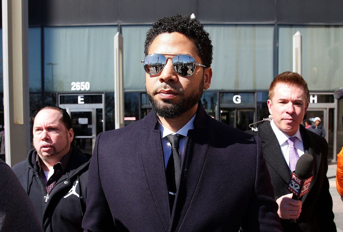 Actor Jussie Smollett leaves the Leighton Courthouse after his court appearance on March 26, 2019 in Chicago, Illinois. This morning in court it was announced that all charges were dropped against the actor. (Nuccio DiNuzzo/Getty Images)