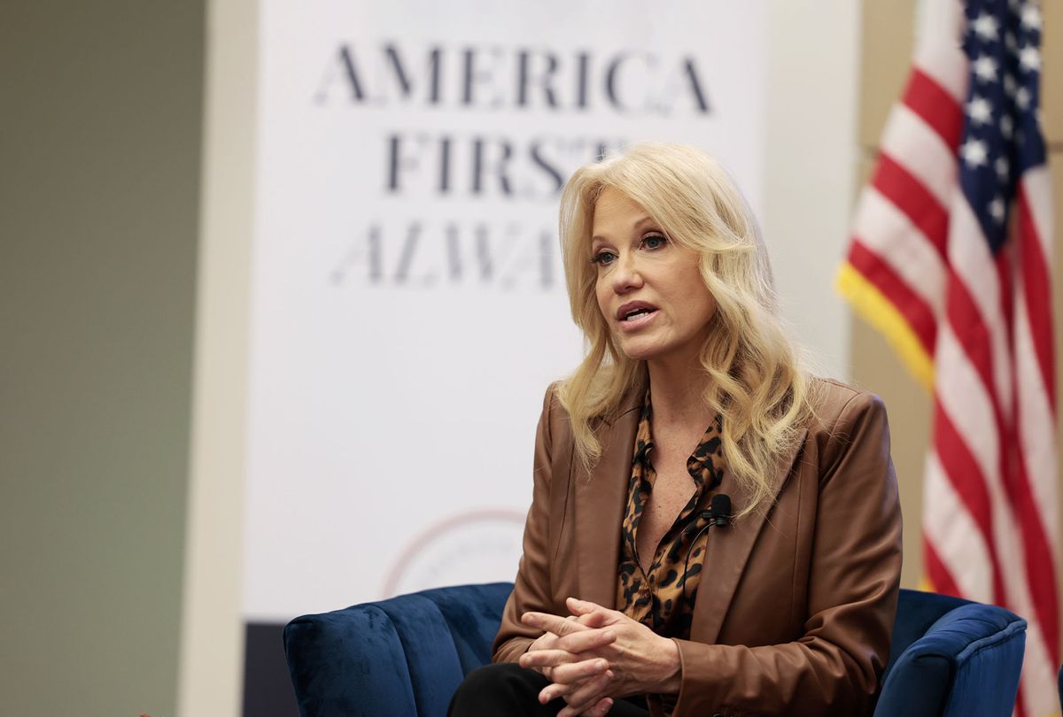 Kellyanne Conway, a former senior advisor to former U.S. President Donald Trump speaks during an event on education at the America First Policy Institute on January 28, 2022 in Washington, DC.  (Anna Moneymaker/Getty Images)