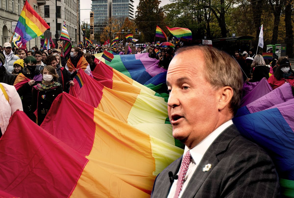 Texas Attorney General Ken Paxton | Pride Parade (Photo illustration by Salon/Emil Lippe for The Washington Post/Piotr Lapinski/NurPhoto/Getty Images)