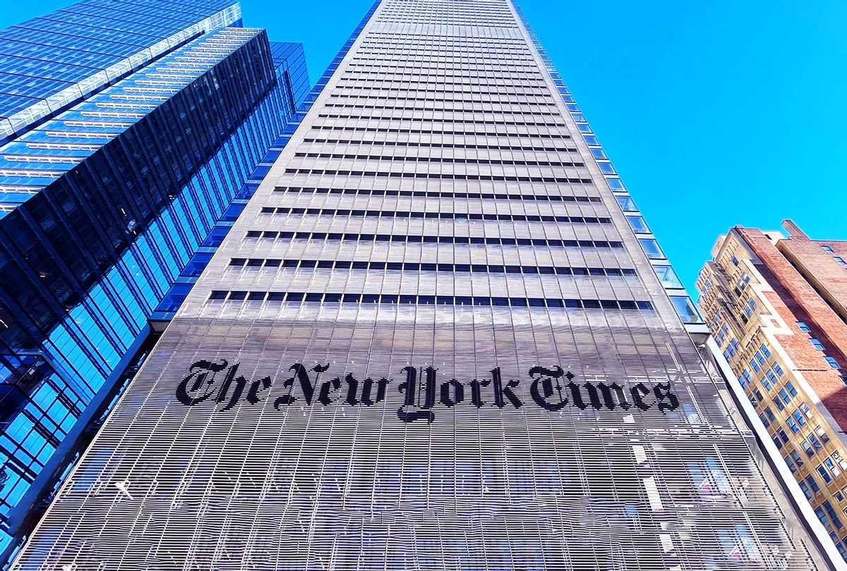 The New York Times Building is seen in New York City on February 4, 2021. (DANIEL SLIM/AFP via Getty Images)
