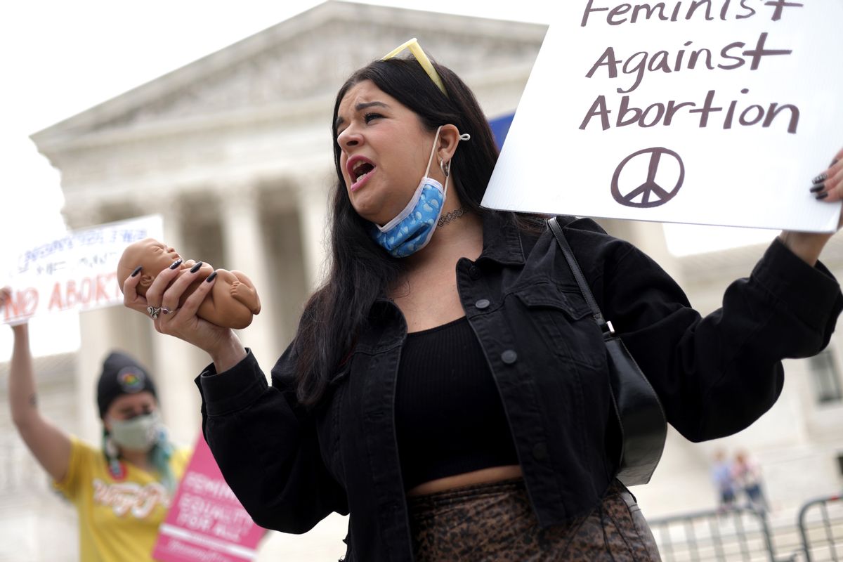 Pro-life activists rally for a ban on abortion in front of the U.S. Supreme Court October 12, 2021 in Washington, DC. (Alex Wong/Getty Images)