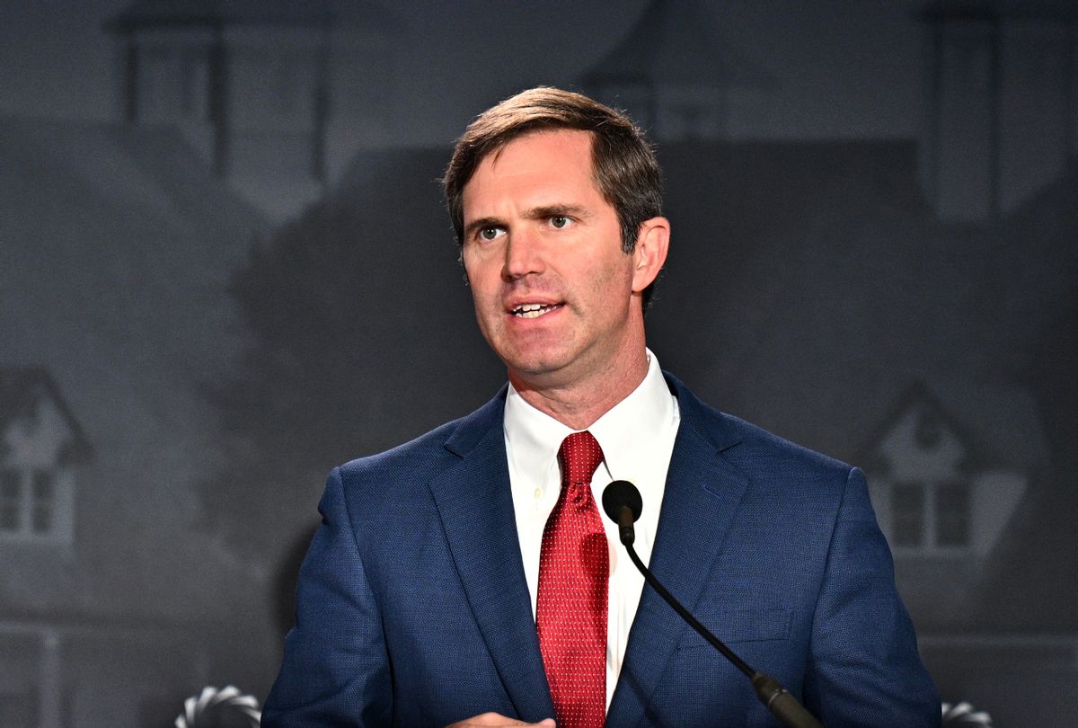 Andy Beshear, Governor of Kentucky, speaks onstage during the 2022 Concordia Lexington Summit at Lexington Marriott City Center on April 08, 2022 in Lexington, Kentucky. (Jon Cherry/Getty Images for Concordia)