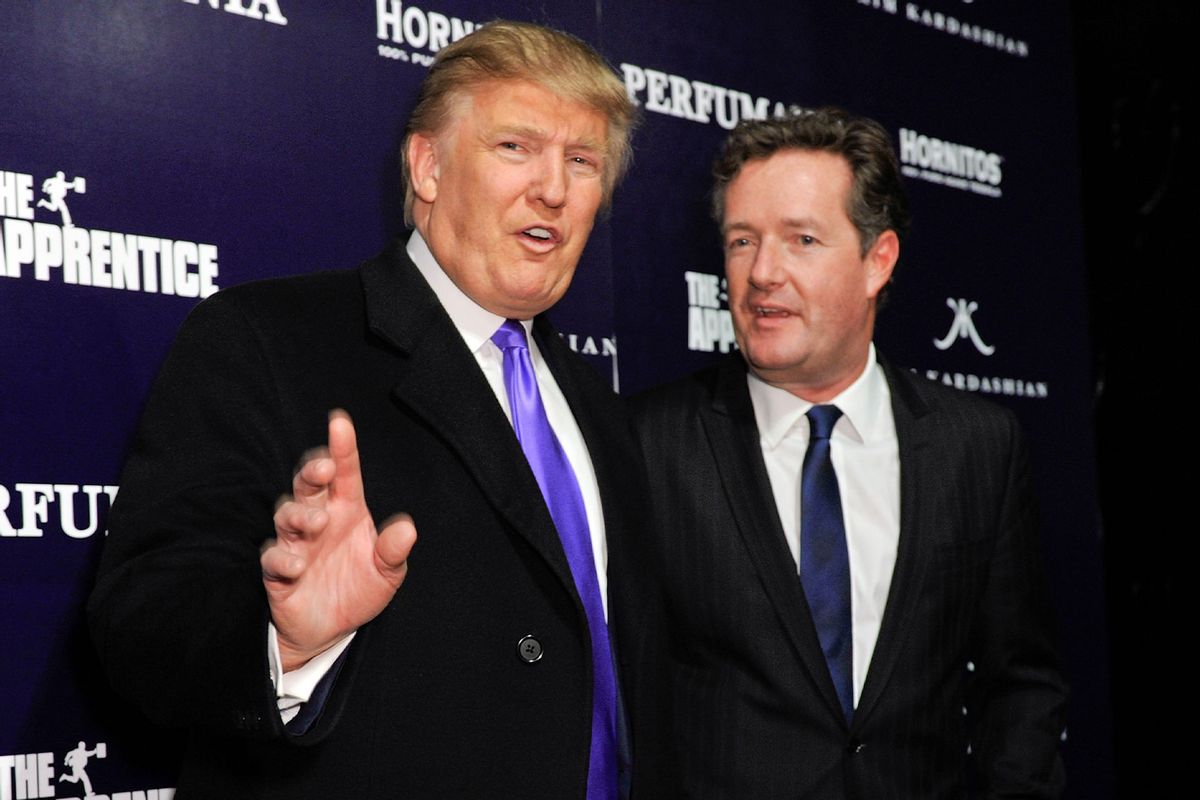 Donald Trump and Piers Morgan celebrate Perfumania's appearance with Kim Kardashian on "The Apprentice" at Provacateur on November 10, 2010 in New York City. (D Dipasupil/WireImage/Getty Images)