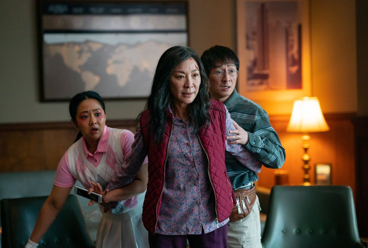 Stephanie Hsu, Michelle Yeoh and Ke Huy Quan in "Everything Everywhere All at Once" (Allyson Riggs/A24)