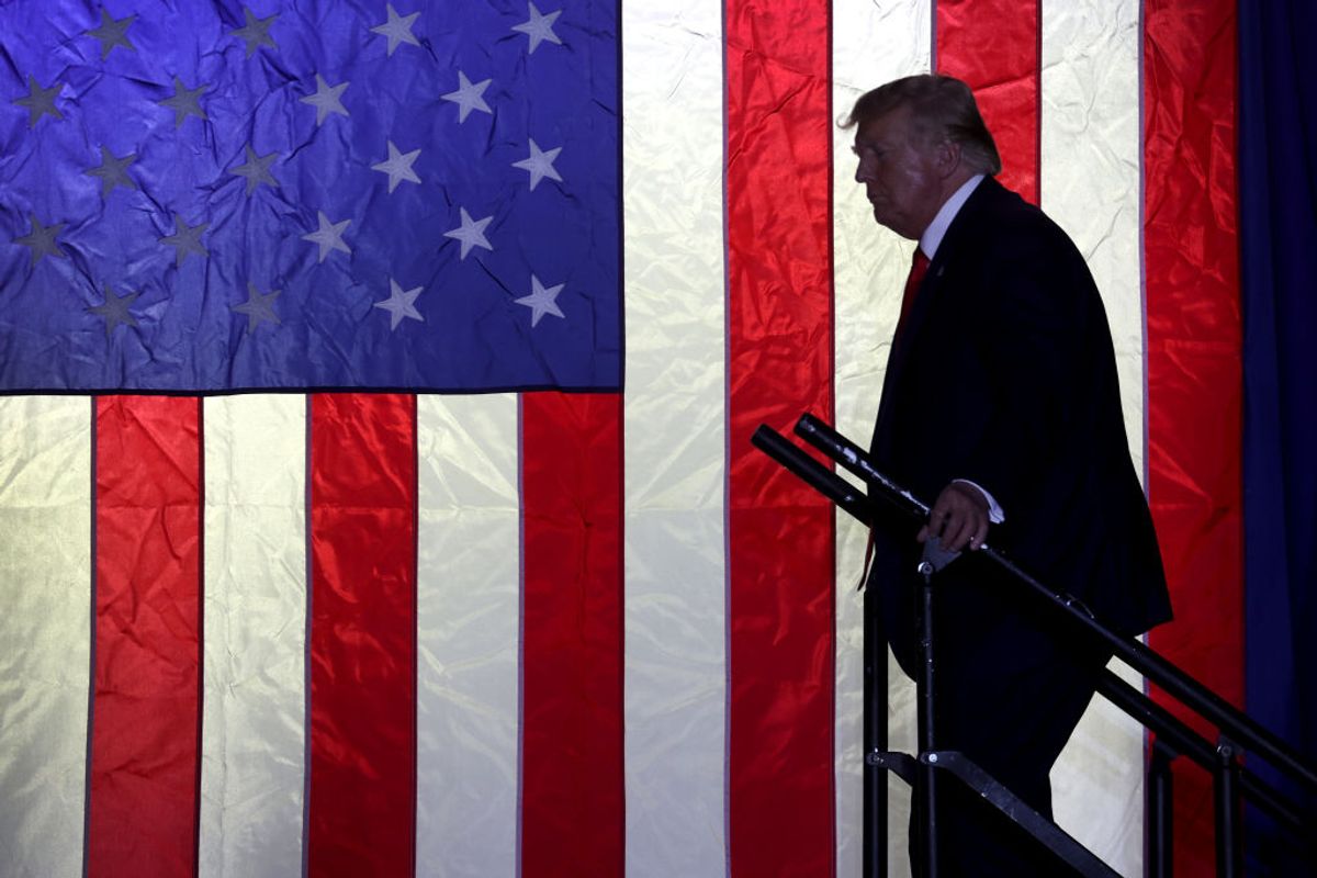 Donald Trump arrives at a rally on April 2 near Washington, Michigan.  ( Scott Olson/Getty Images)