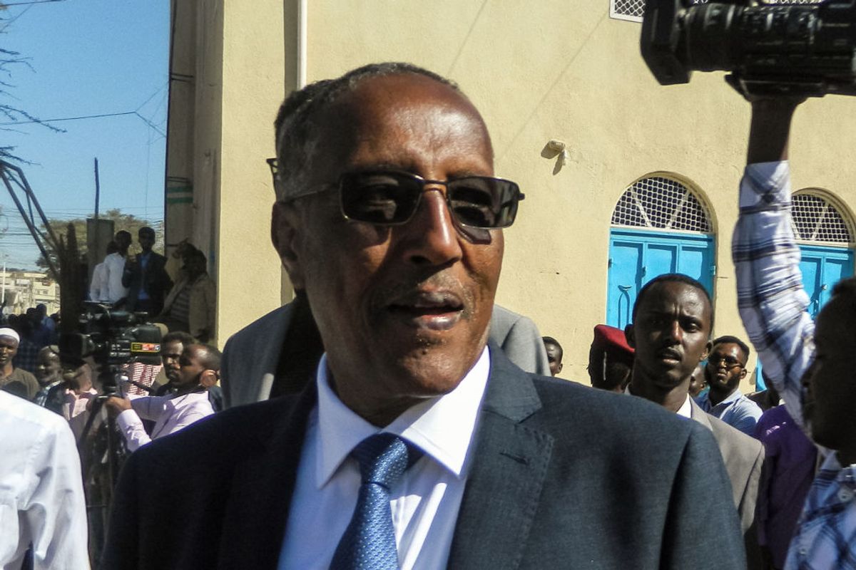 Muse Bihi Abdi, presidential candidate for the ruling Kulmiye Party, after casting his vote during the 2017 presidential election in the self-proclaimed state of Somaliland. (AFP via Getty Images)