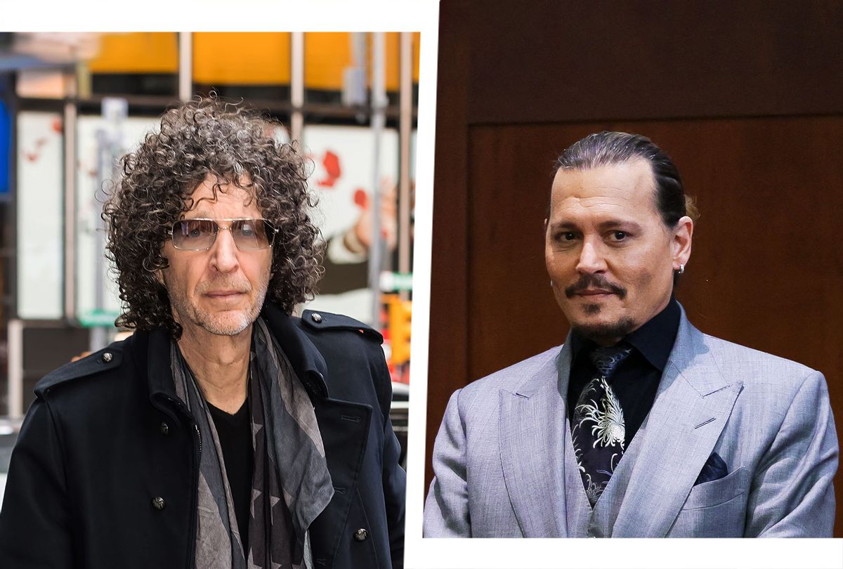 Radio and television personality Howard Stern is seen arriving to the ABC studio for GMA on May 09, 2019 in New York City. | US actor Johnny Depp looks on at the end of the second day of his testimony during the defamation trial against his ex-wife Amber Heard, at the Fairfax County Circuit Courthouse in Fairfax, Virginia, April 20, 2022. (Photo illustration by Salon/Getty Images)