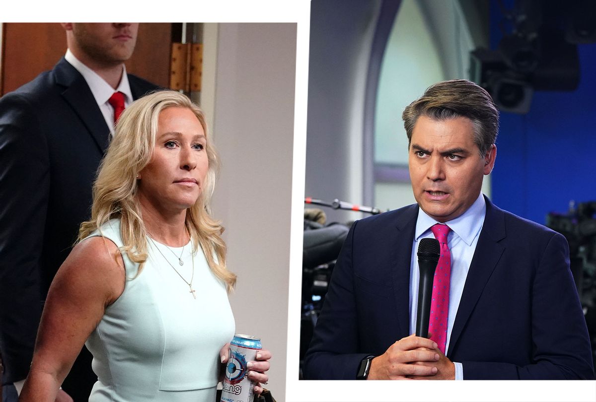 U.S. Rep. Marjorie Taylor Greene and CNN chief White House correspondent Jim Acosta (Photo illustration by Salon/Getty Images)
