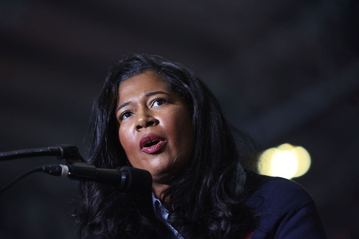 Kristina Karamo, who is running for Michigan Republican party's nomination for secretary of state, speaks at a rally hosted by former President Donald Trump on April 02, 2022 near Washington, Michigan.  (Scott Olson/Getty Images)