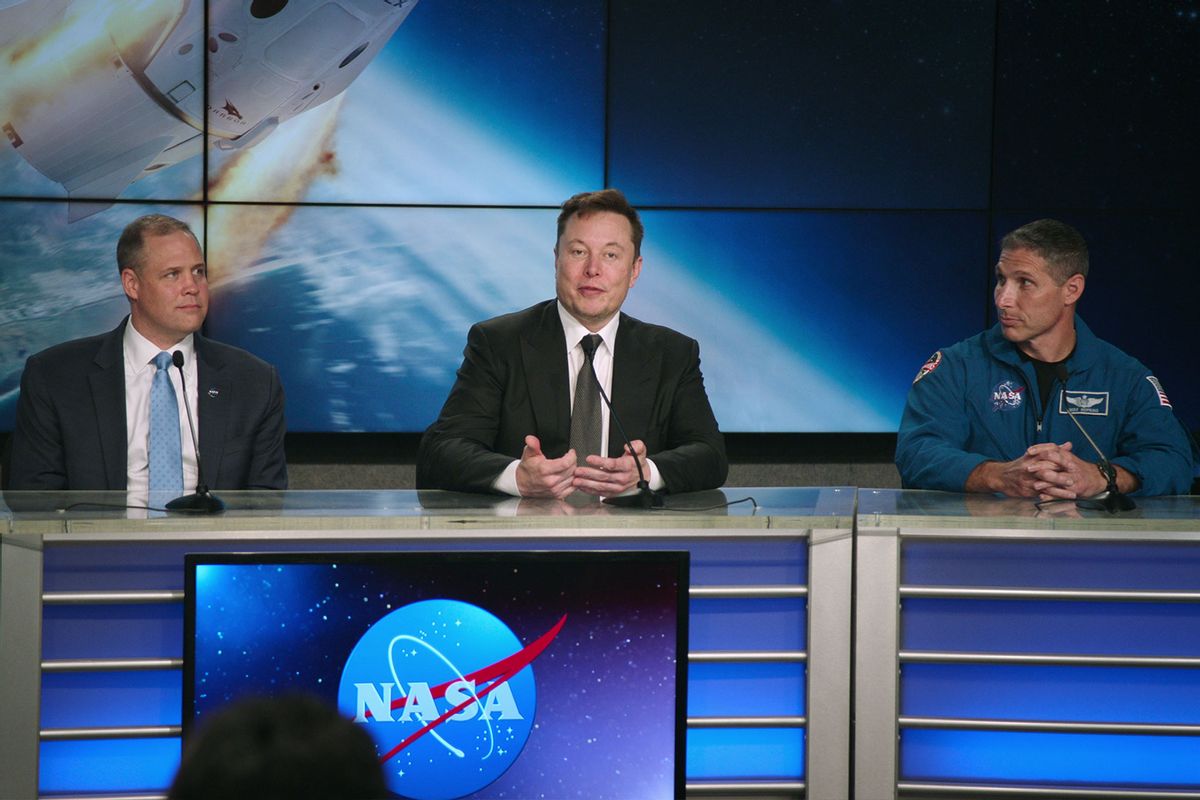 Jim Bridenstine, Elon Musk, and Michael S. Hopkins in "Return to Space" (Netflix)