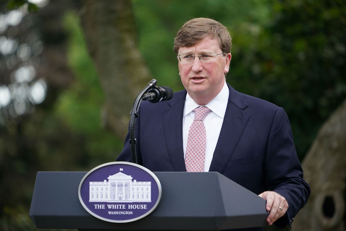 Mississippi Gov. Tate Reeves speaks on Covid-19 testing in the Rose Garden of the White House in Washington, DC on September 28, 2020. (MANDEL NGAN/AFP via Getty Images)