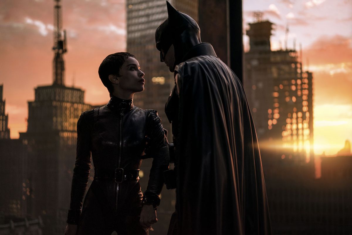 Zoe Kravitz and Robert Pattinson in "The Batman" (Warner Bros. Pictures)
