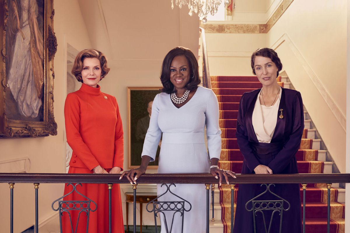 Michelle Pfeiffer as Betty Ford, Viola Davis as Michelle Obama and Gillian Anderson as Eleanor Roosevelt in "The First Lady" (Ramona Rosales/SHOWTIME)