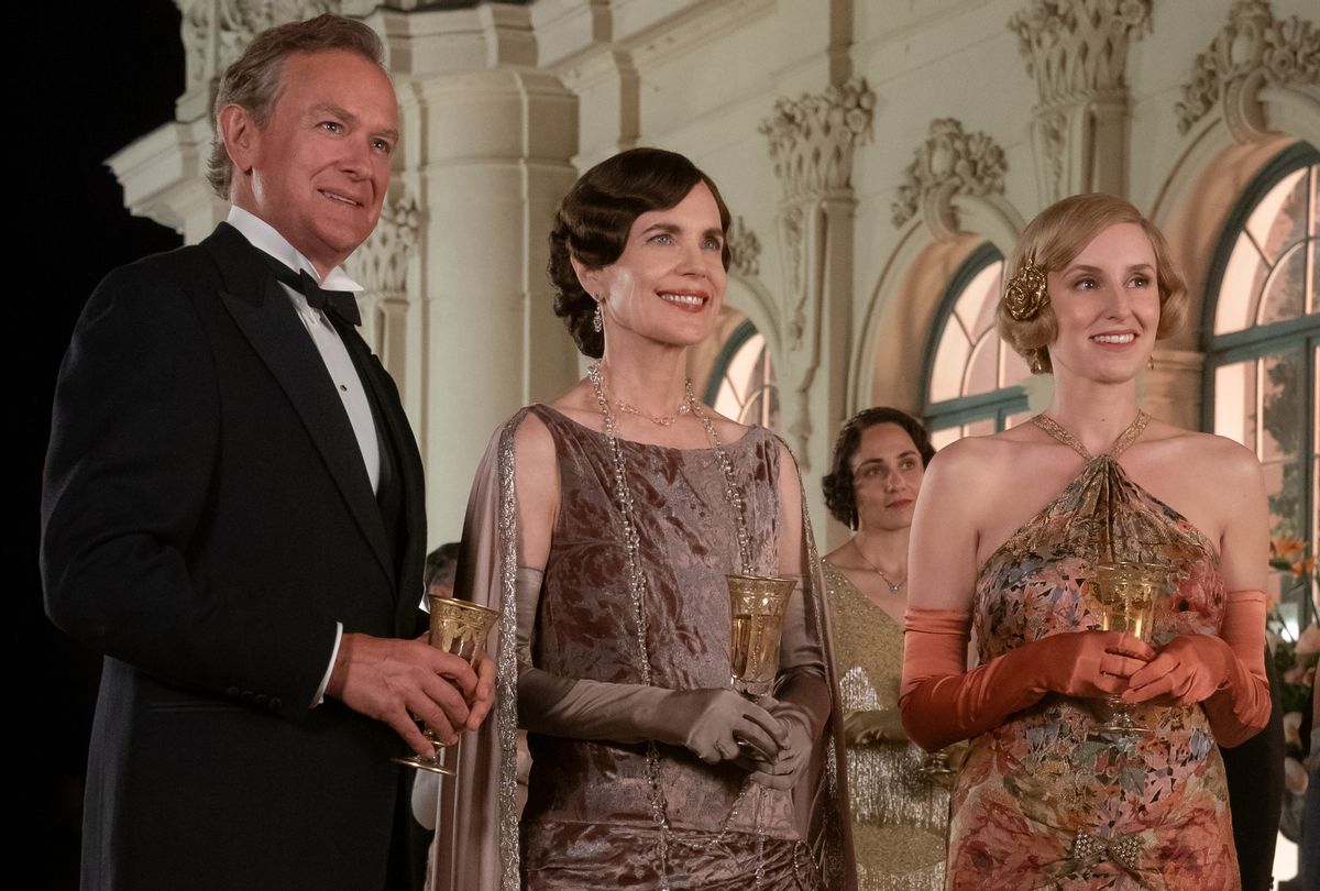 Hugh Bonneville, Elizabeth McGovern and Laura Carmichael in "Downton Abbey: A New Era." (Ben Blackall / © 2022 Focus Features, LLC)