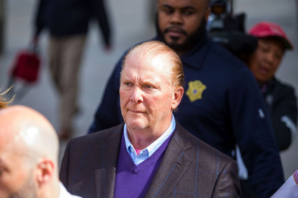 Celebrity chef Mario Batali leaves Boston Municipal Court following an arraingment on a charge of indecent assault and battery in connection with a 2017 incident at a Back Bay restaurant on May 24, 2019 in Boston, Massachusetts. (Scott Eisen/Getty Images)