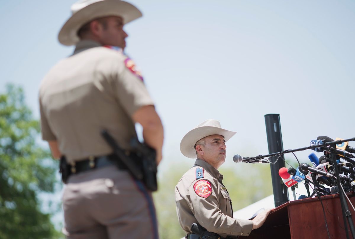 Victor Escalon, Regional Director of the Texas Department of Public Safety South, speaks during a press conference on May 26, 2022 in Uvalde, Texas. (Photo by Eric Thayer/Getty Images)
