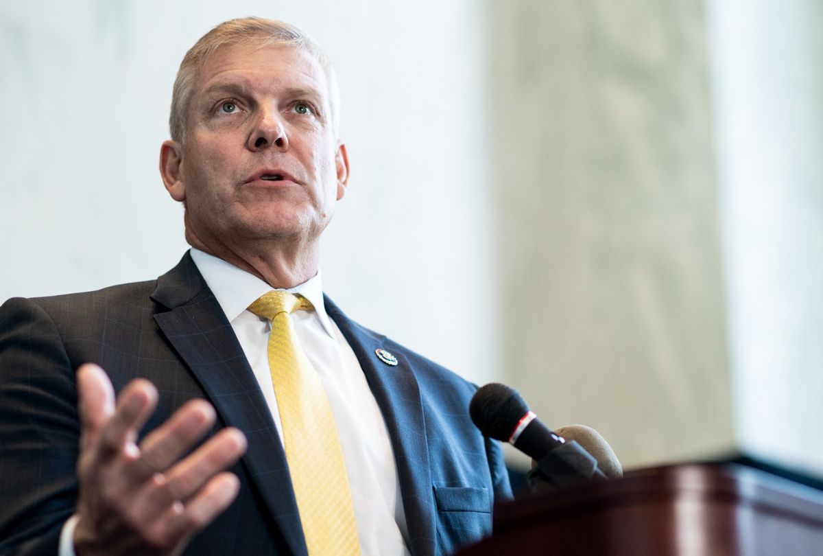 Rep. Barry Loudermilk, R-Ga., speaks during the Republican Study Committee press conference in the Rayburn House Office Building on Wednesday, May 19, 2021.  (Photo by Bill Clark/CQ-Roll Call, Inc via Getty Images)