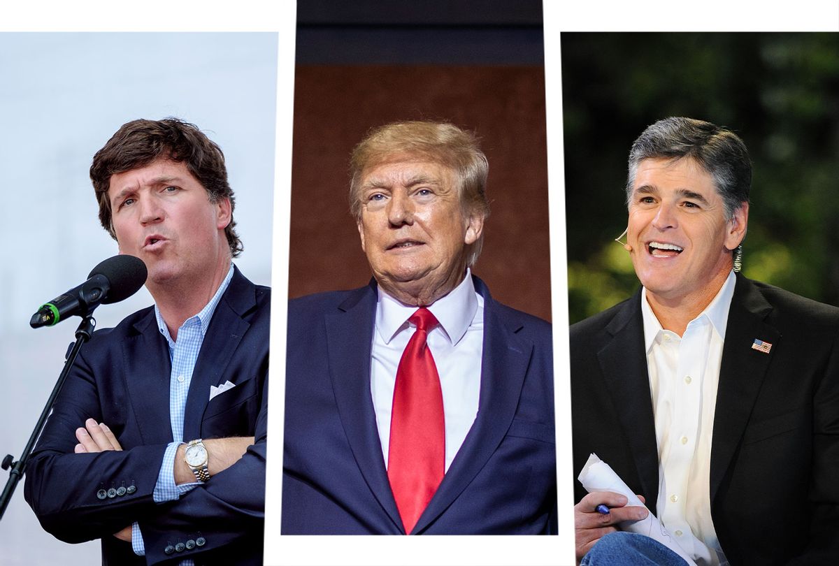 Tucker Carlson, Donald Trump and Sean Hannity (Photo illustration by Salon/Getty Images)