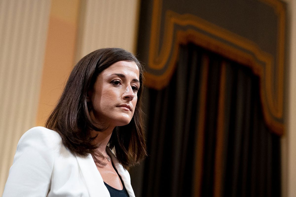 Cassidy Hutchinson, a top aide to former White House Chief of Staff Mark Meadows, arrives to testify during the sixth hearing by the House Select Committee to Investigate the January 6th Attack on the US Capitol, in the Cannon House Office Building in Washington, DC, on June 28, 2022. (STEFANI REYNOLDS/AFP via Getty Images)