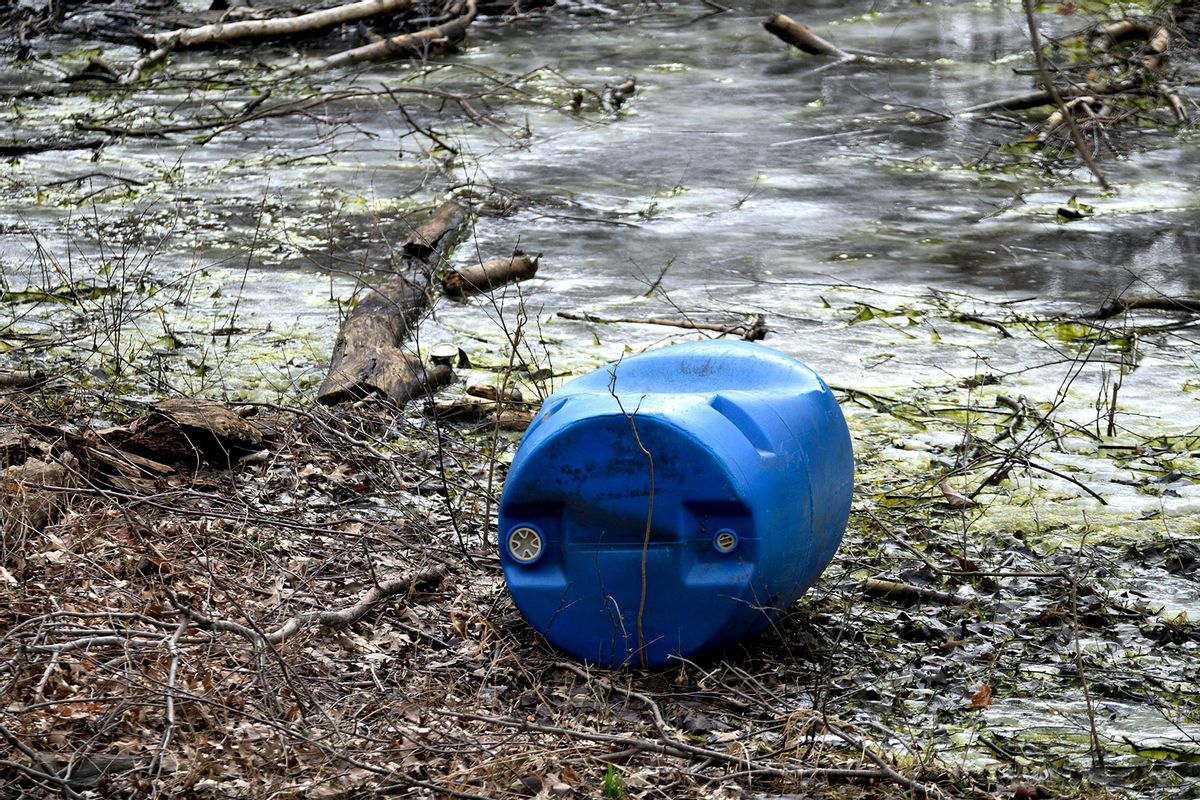 Waste is found dumped at a marsh near the mouth of Neshaminy Creek to the Delaware river in Bucks County, Pennsylvania, on February 6, 2019. (Bastiaan Slabbers/NurPhoto via Getty Images)