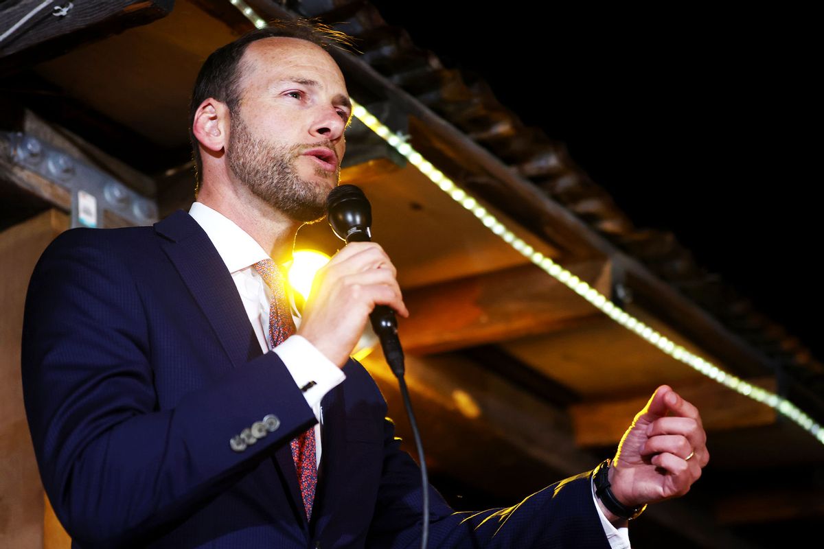 San Francisco District Attorney Chesa Boudin speaks to supporters during an election-night event on June 07, 2022 in San Francisco, California. (Justin Sullivan/Getty Images)