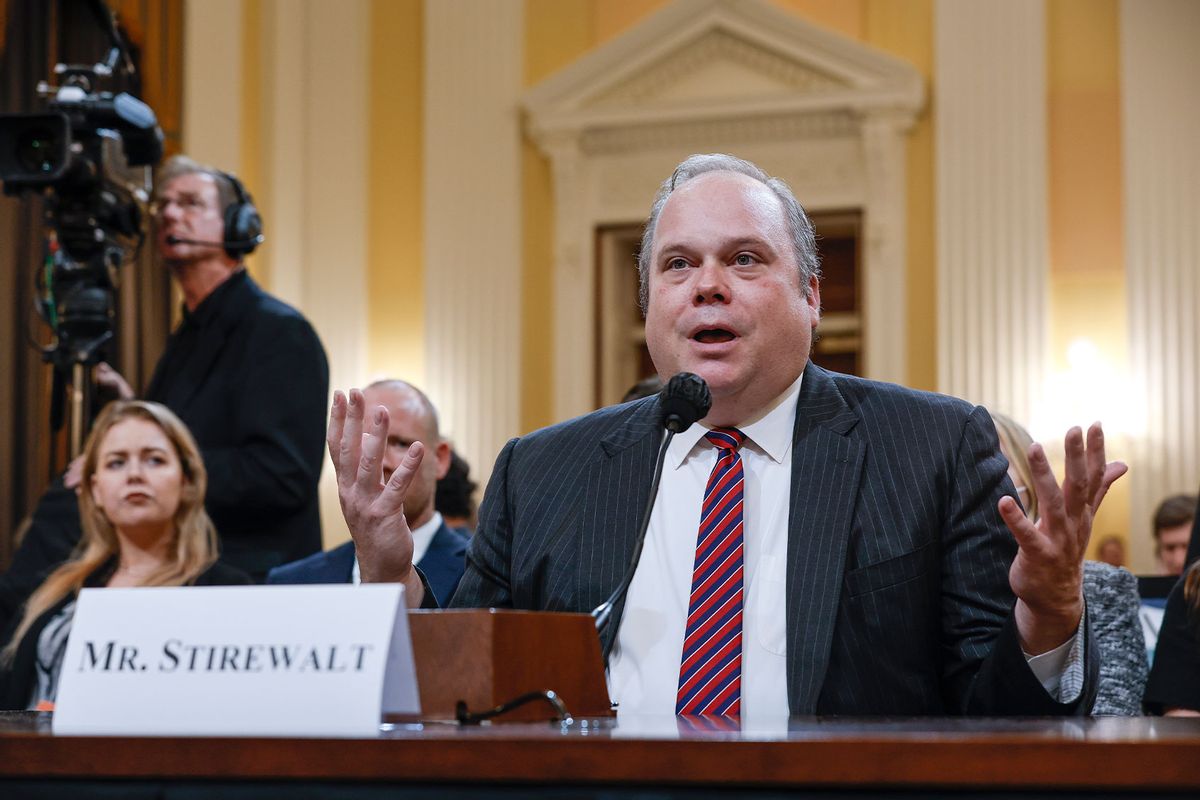 Chris Stirewalt, former Fox political editor, testifies during a hearing by the Select Committee to Investigate the January 6th Attack on the U.S. Capitol in the Cannon House Office Building on June 13, 2022 in Washington, DC. (Chip Somodevilla/Getty Images)