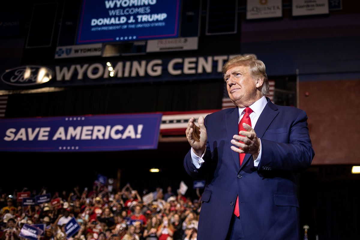 Former President Donald Trump arrives to speak at a rally on May 28, 2022 in Casper, Wyoming. (Chet Strange/Getty Images)