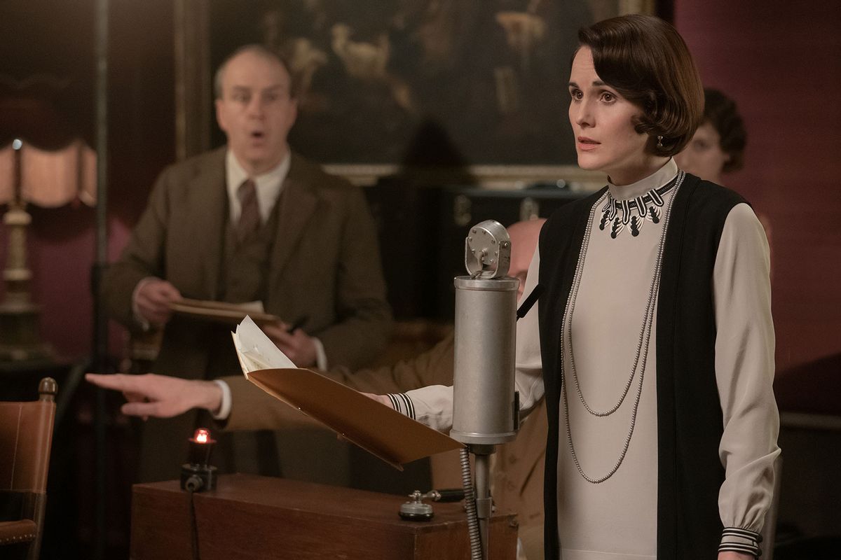 Kevin Doyle stars as Mr. Molesley and Michelle Dockery as Lady Mary in Downton Abbey: A New Era (Ben Blackall / © 2022 Focus Features)