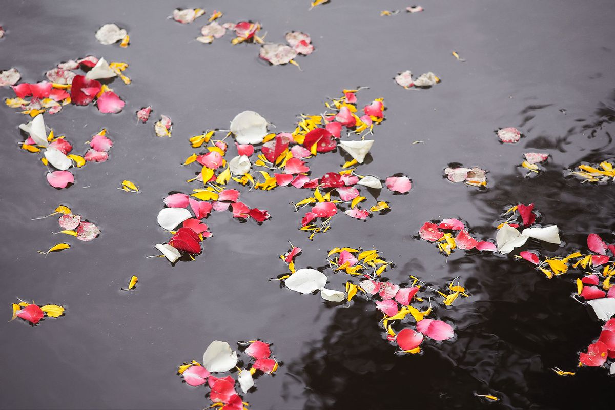 Rose Petal Floating in water for Scattered Ashes Funeral Ceremony (Getty Images/WeeranuchL)