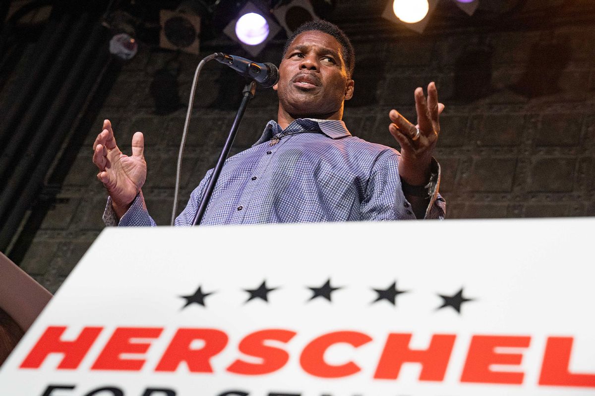 Republican candidate for US Senate Herschel Walker speaks at a rally on May 23, 2022 in Athens, Georgia.  (Megan Varner/Getty Images)