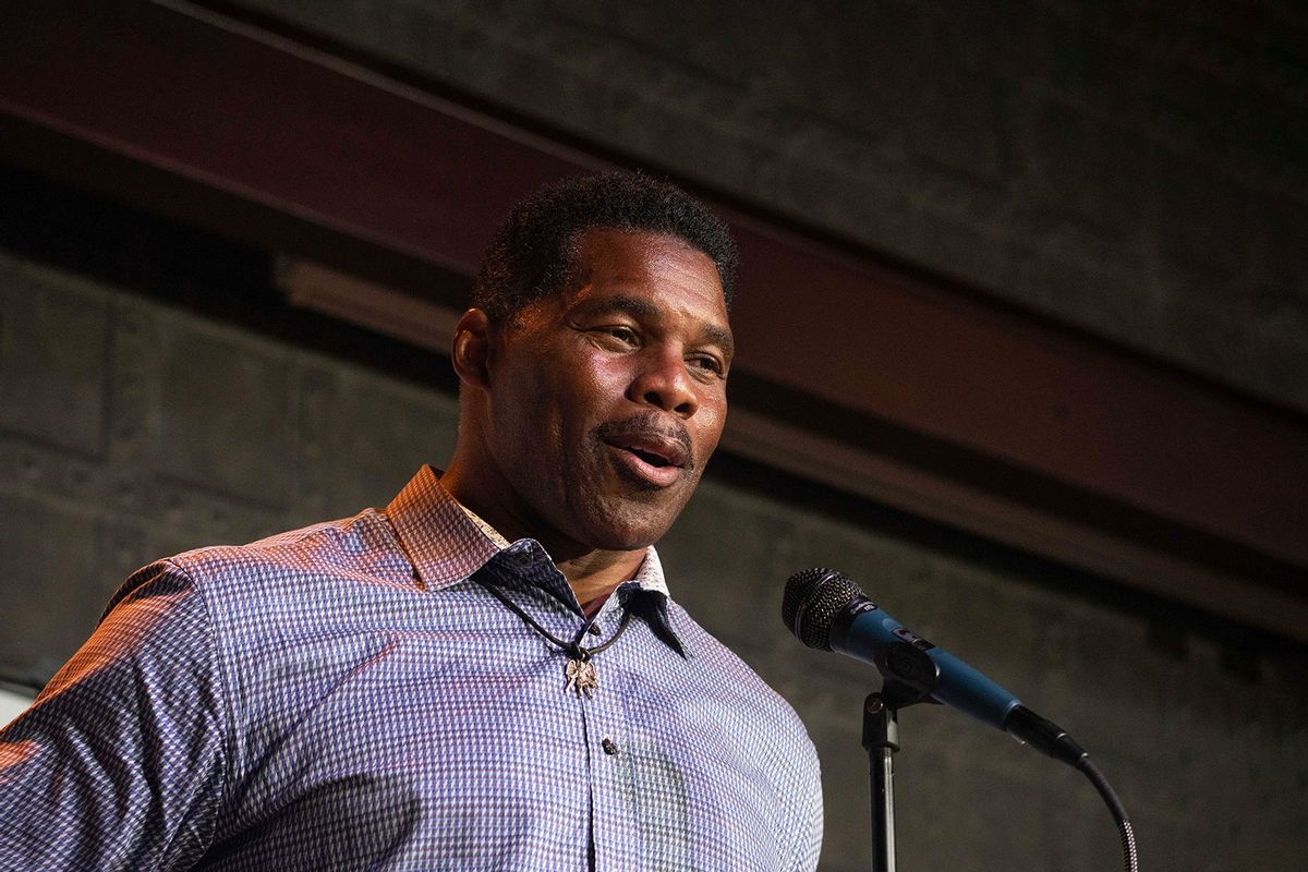 Republican candidate for US Senate Herschel Walker speaks at a rally on May 23, 2022 in Athens, Georgia. (Megan Varner/Getty Images)