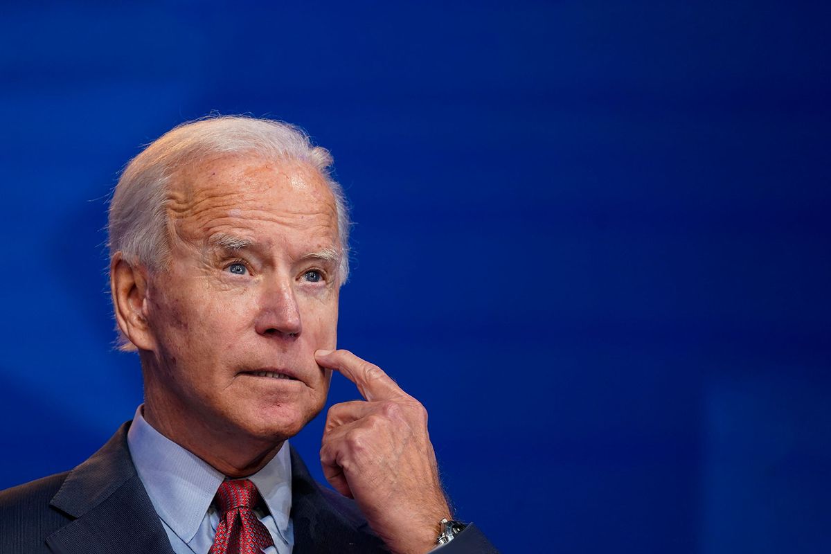 Joe Biden delivers remarks about the Affordable Care Act and COVID-19 after attending a virtual coronavirus briefing with medical experts at The Queen theater on October 28, 2020 in Wilmington, Delaware. (Drew Angerer/Getty Images)
