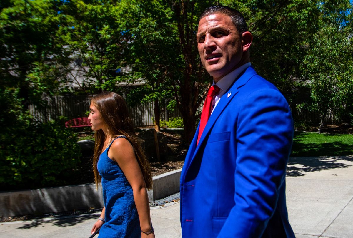 Gubernatorial candidate Joey Gilbert arrives to cast his vote. (Photo by Ty O'Neil/SOPA Images/LightRocket via Getty Images)