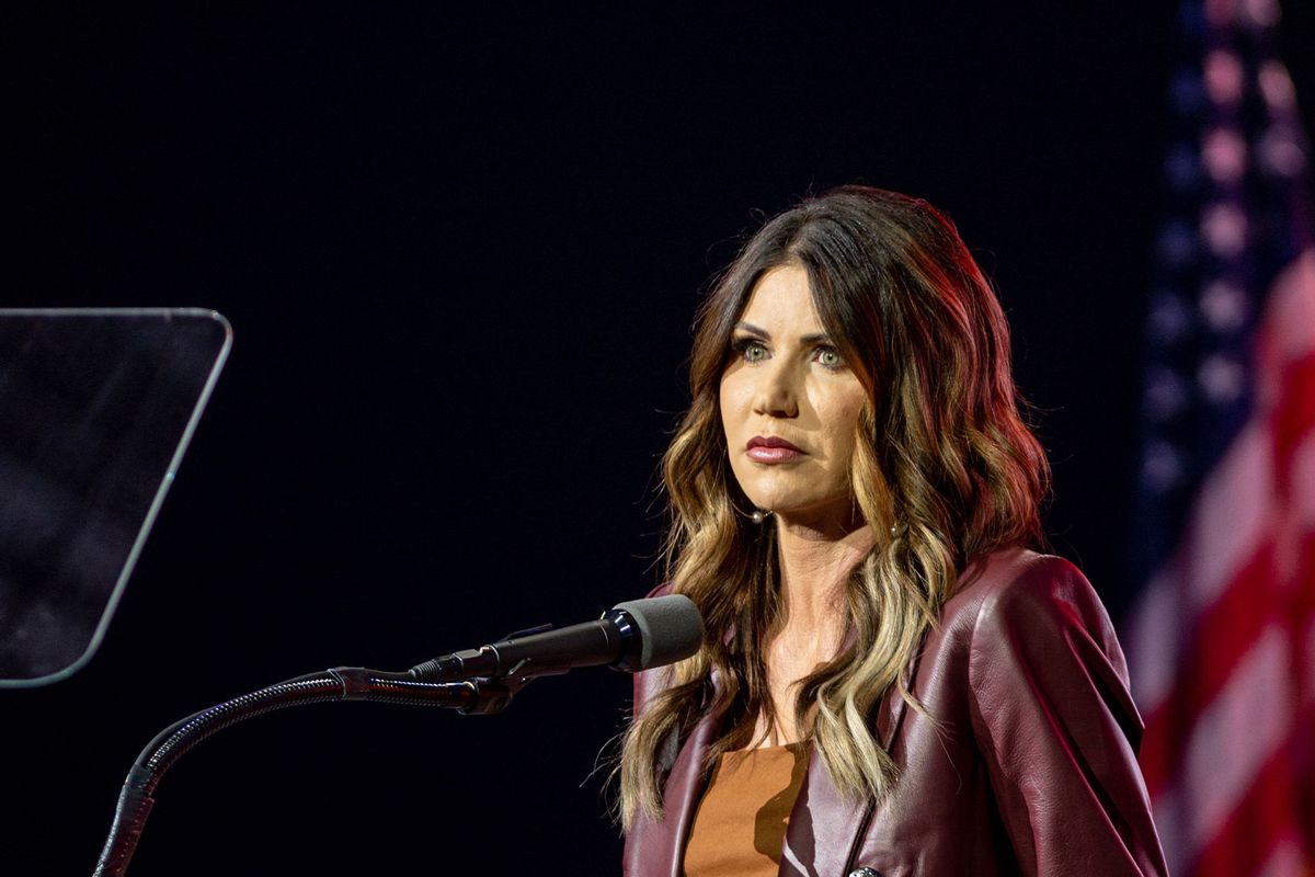 South Dakota Gov. Kristi Noem speaks during the National Rifle Association (NRA) annual convention at the George R. Brown Convention Center on May 27, 2022 in Houston, Texas. (Brandon Bell/Getty Images)