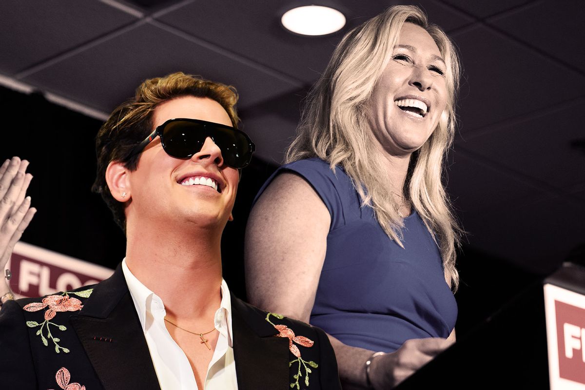 Milo Yiannopoulos and Marjorie Taylor Greene (Photo illustration by Salon/Getty Images)