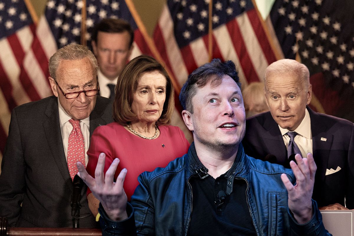 Elon Musk, Chuck Schumer, Nancy Pelosi and Joe Biden (Photo illustration by Salon/Getty Images)