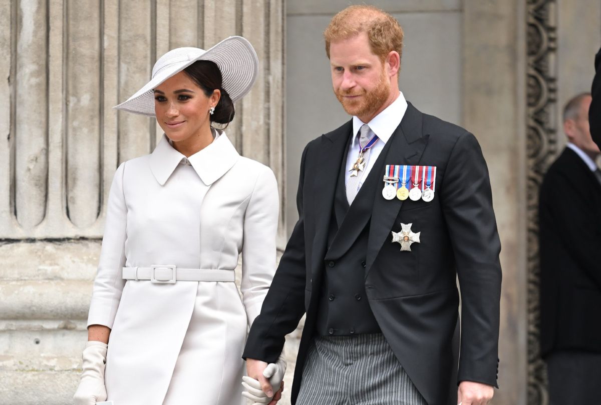 Meghan, Duchess of Sussex and Prince Harry, Duke of Sussex attend the National Service of Thanksgiving at St Paul's Cathedral on June 03, 2022 in London, England. (Karwai Tang/WireImage/Getty)