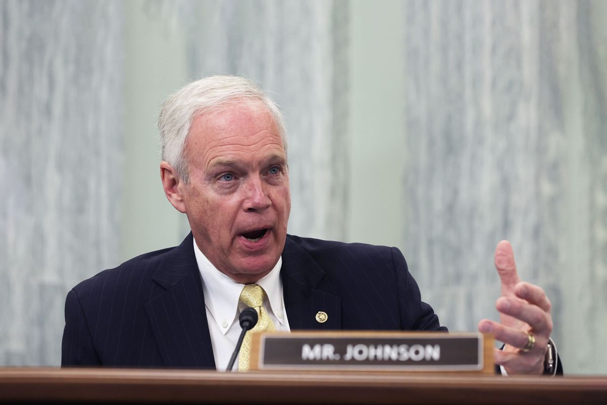 U.S. Sen. Ron Johnson (R-WI) speaks during a hearing before Senate Committee on Commerce, Science, and Transportation at Russell Senate Office Building on Capitol Hill on March 23, 2022 in Washington, DC. (Alex Wong/Getty Images)