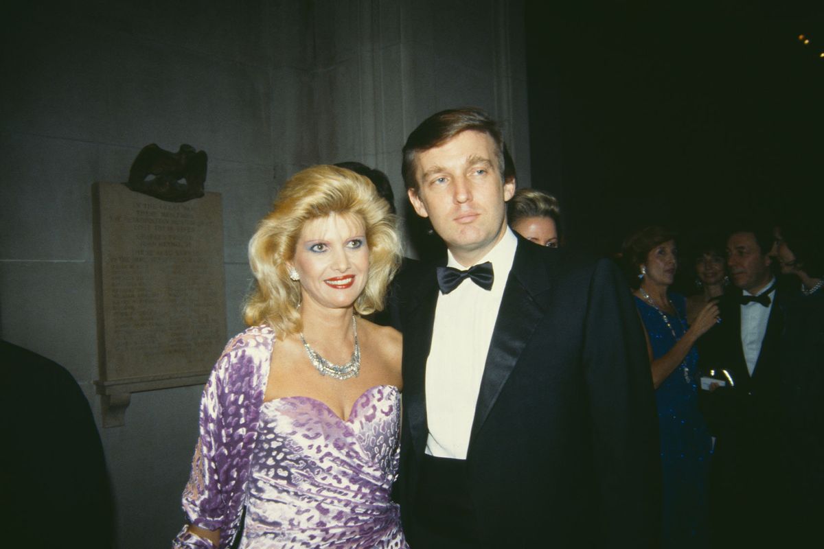 American real estate magnate Donald Trump with his first wife, Ivana (nee Zelnickova) at the Costume Institute Gala, held at the Metropolitan Museum of Art, New York City, 9th December 1985. (Tom Gates/Archive Photos/Getty Images)