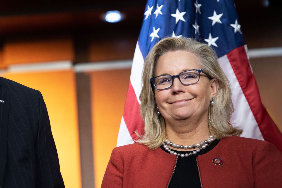 Representative Liz Cheney, Republican of Wyoming, during a press conference on Capitol Hill in Washington, DC, October 22, 2019. (SAUL LOEB/AFP via Getty Images)