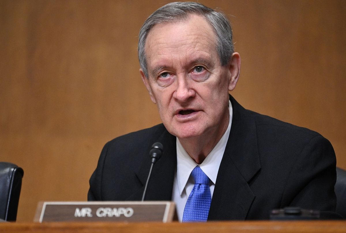 US Senator Mike Crapo speaks during Senate Finance Committee hearing on Capitol Hill in Washington, DC, February 8, 2022.  (MANDEL NGAN/AFP via Getty Images)