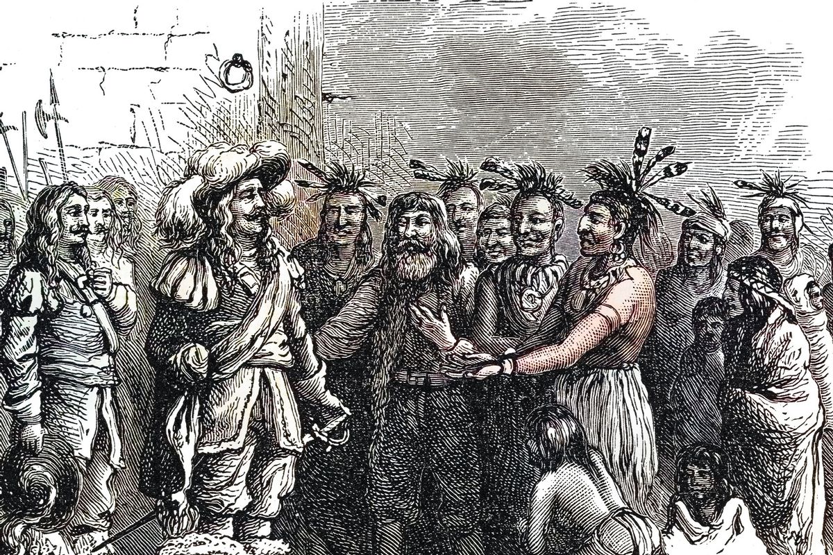 Old engraved illustration: "Submission of the Mohawks" (Getty Images / <a href="https://www.gettyimages.com/search/photographer?photographer=mikroman6" target="_blank">mikroman6</a>)