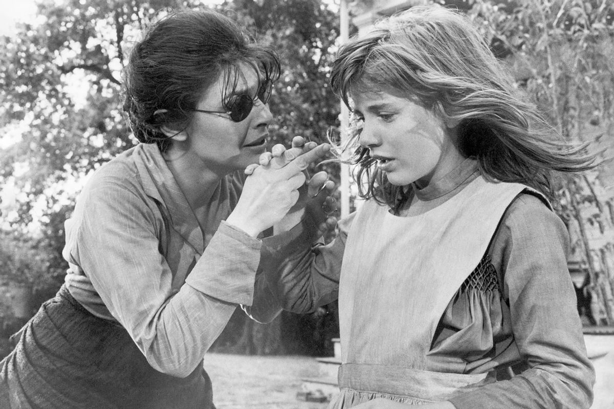 Actress Anne Bancroft, playing educator Annie Sullivan, pleads with actress Patty Duke, playing Helen Keller, in the 1962 production of "The Miracle Worker". (Getty Images / Bettmann / Contributor)