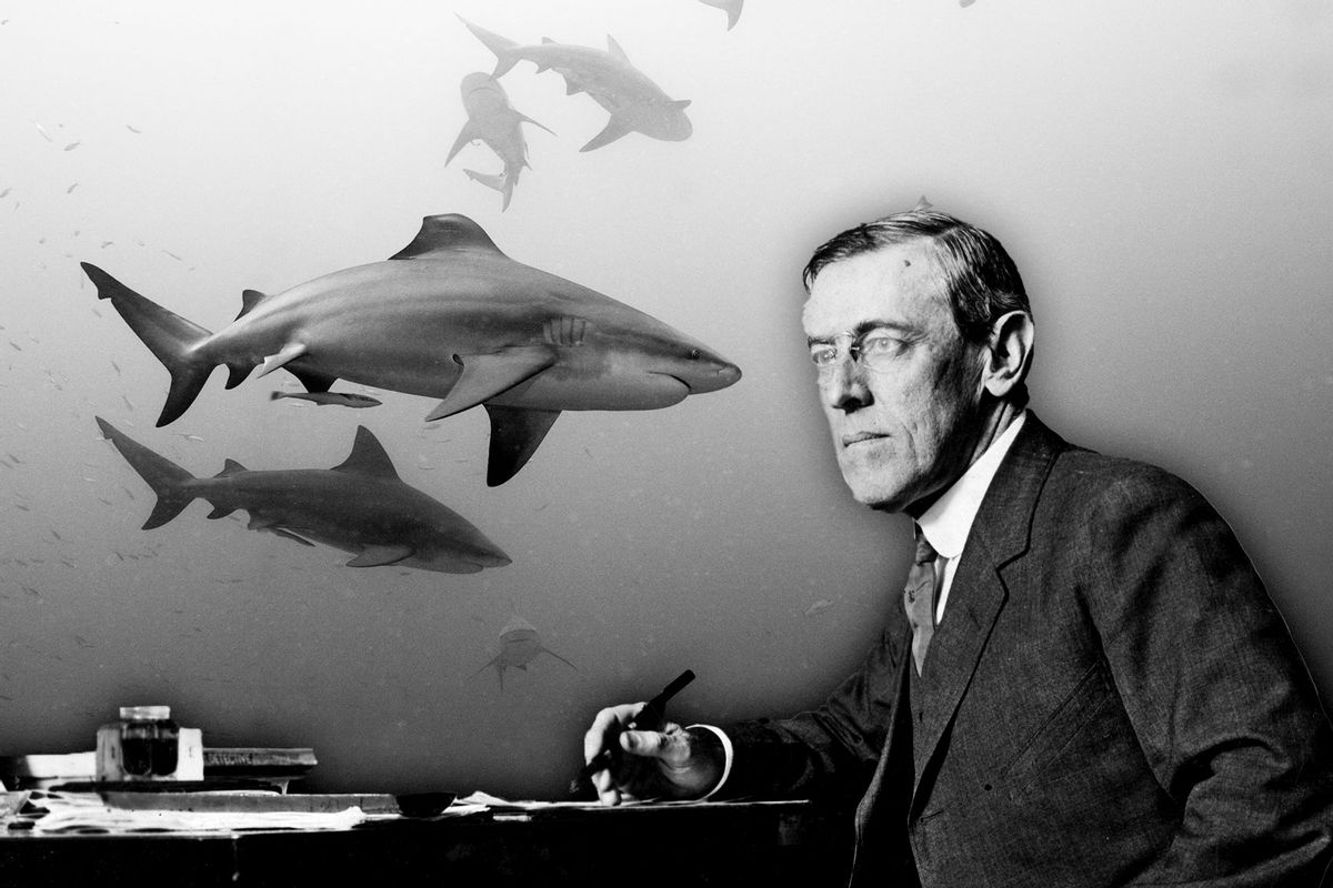 Woodrow Wilson (1856 - 1924) the 28th President of the United States of America | Sharks (Photo illustration by Salon/Getty Images)