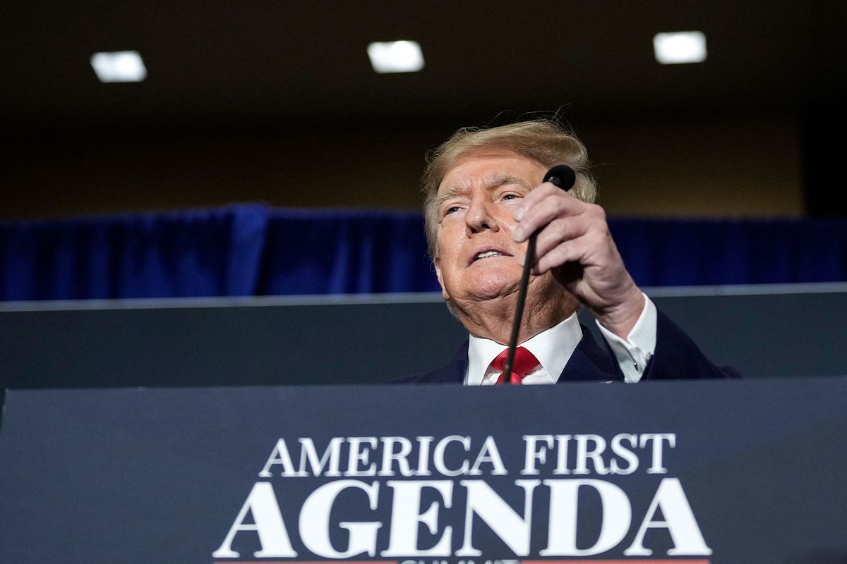 Former U.S. President Donald Trump speaks during the America First Agenda Summit, at the Marriott Marquis hotel July 26, 2022 in Washington, DC. (Drew Angerer/Getty Images)